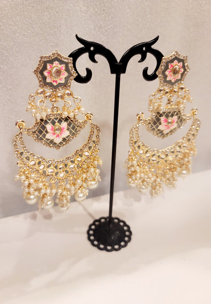 Pakistani Chandbali Meenakari earrings
