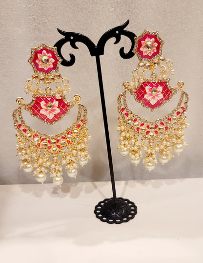 Pakistani Chandbali Meenakari earrings