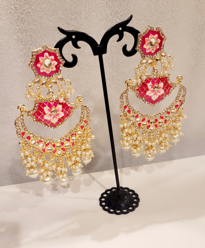 Pakistani Chandbali Meenakari earrings