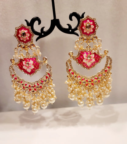 Pakistani Chandbali Meenakari earrings