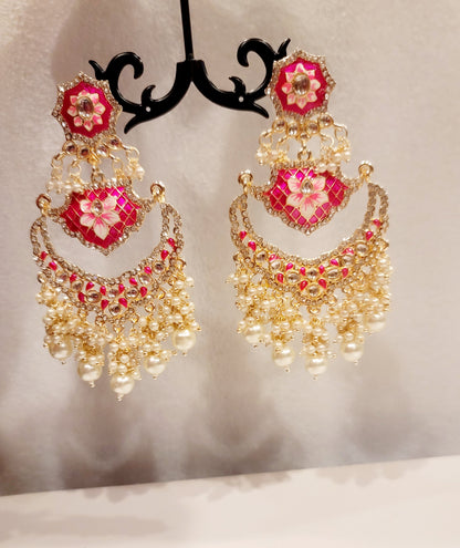 Pakistani Chandbali Meenakari earrings
