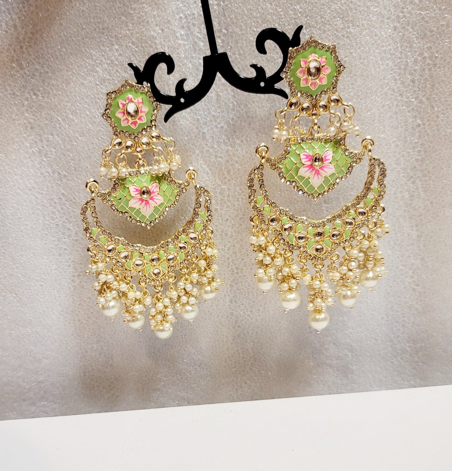 Pakistani Chandbali Meenakari earrings
