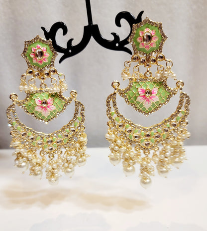 Pakistani Chandbali Meenakari earrings