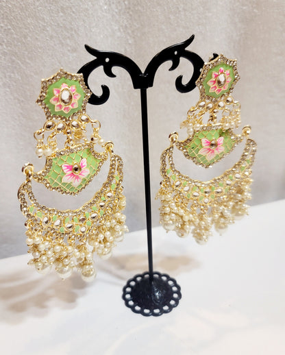 Pakistani Chandbali Meenakari earrings