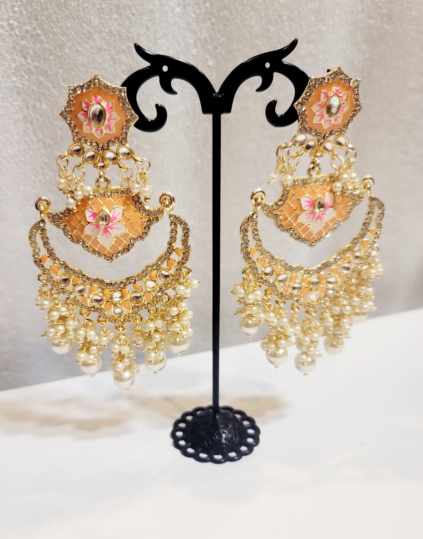 Pakistani Chandbali Meenakari earrings