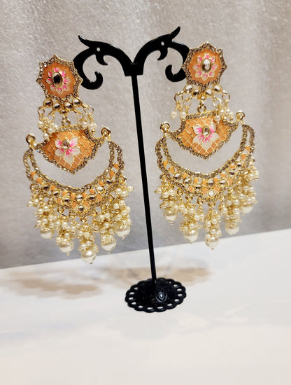 Pakistani Chandbali Meenakari earrings
