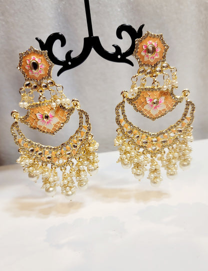 Pakistani Chandbali Meenakari earrings