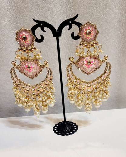 Pakistani Chandbali Meenakari earrings