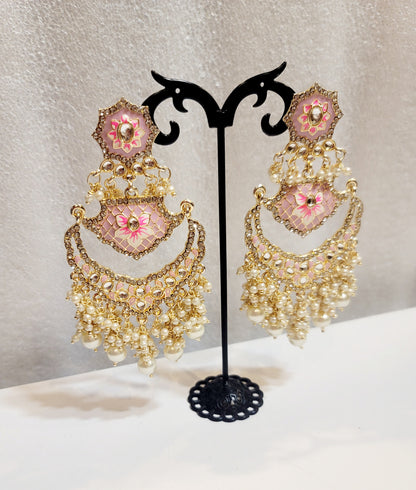 Pakistani Chandbali Meenakari earrings