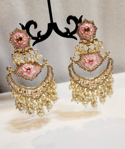 Pakistani Chandbali Meenakari earrings
