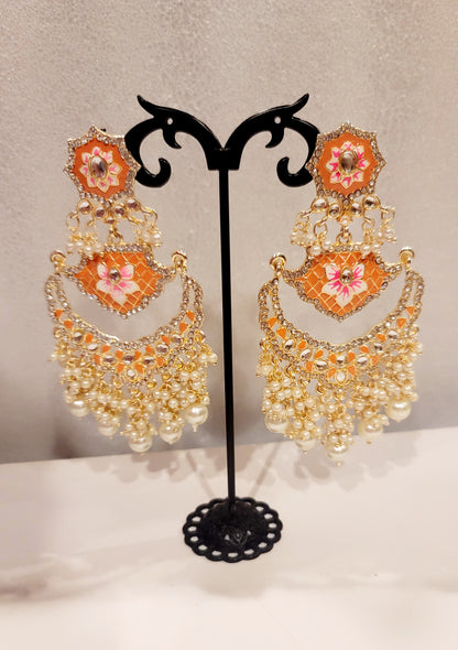 Pakistani Chandbali Meenakari earrings