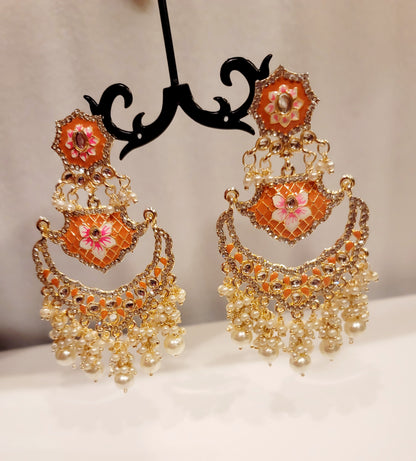 Pakistani Chandbali Meenakari earrings