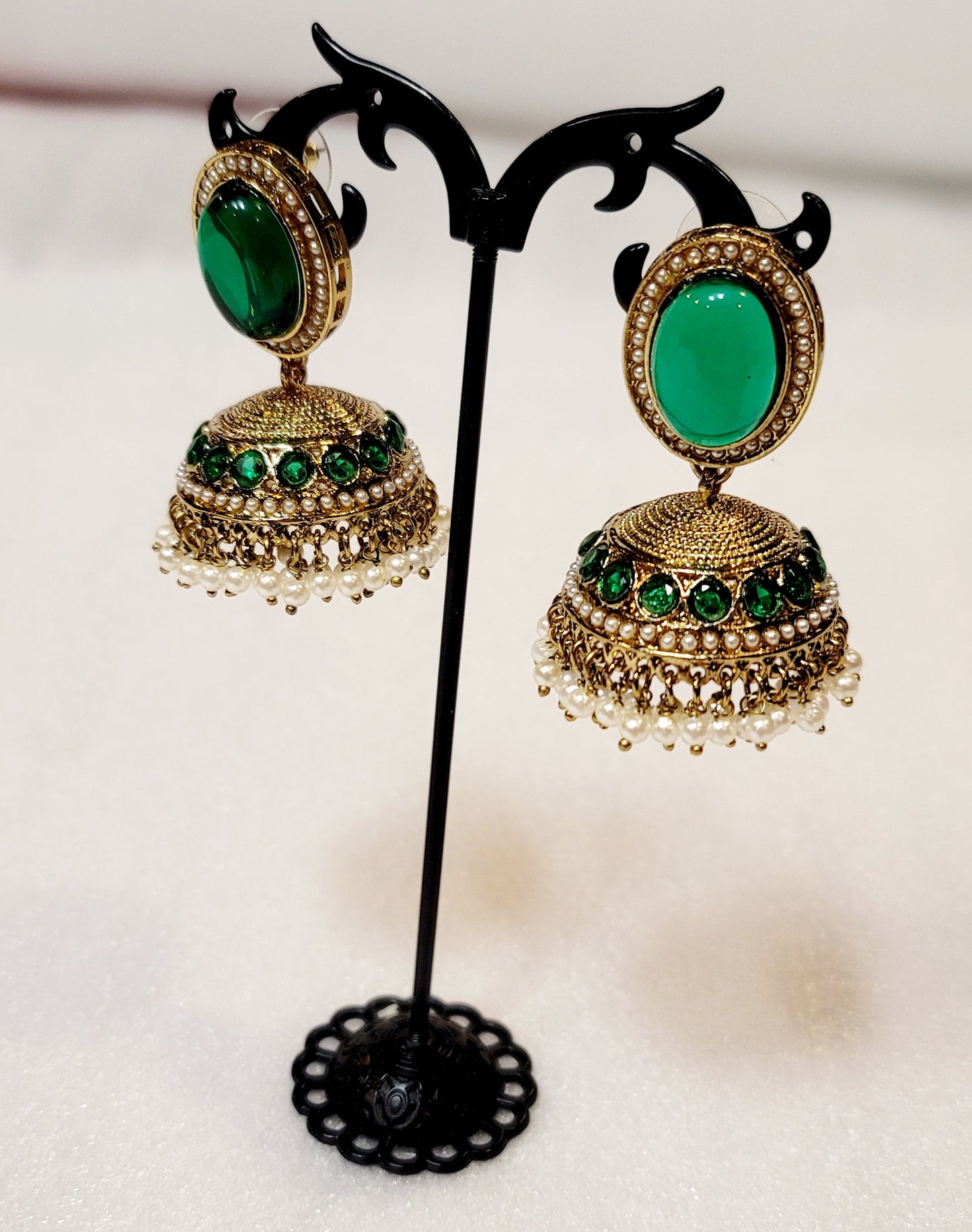 High-quality Polki and Hydro Beads Jhumki Set