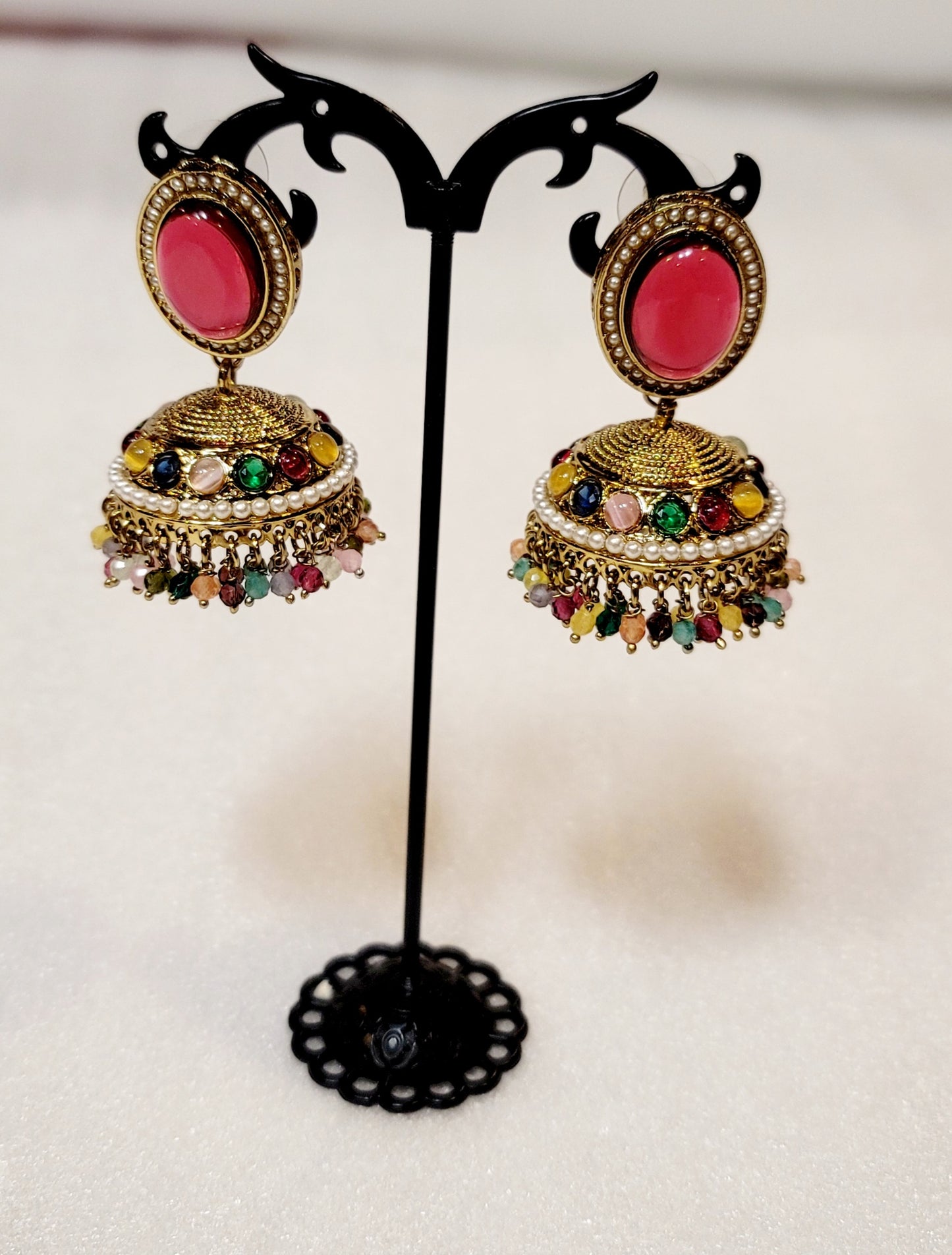 High-quality Polki and Hydro Beads Jhumki Set