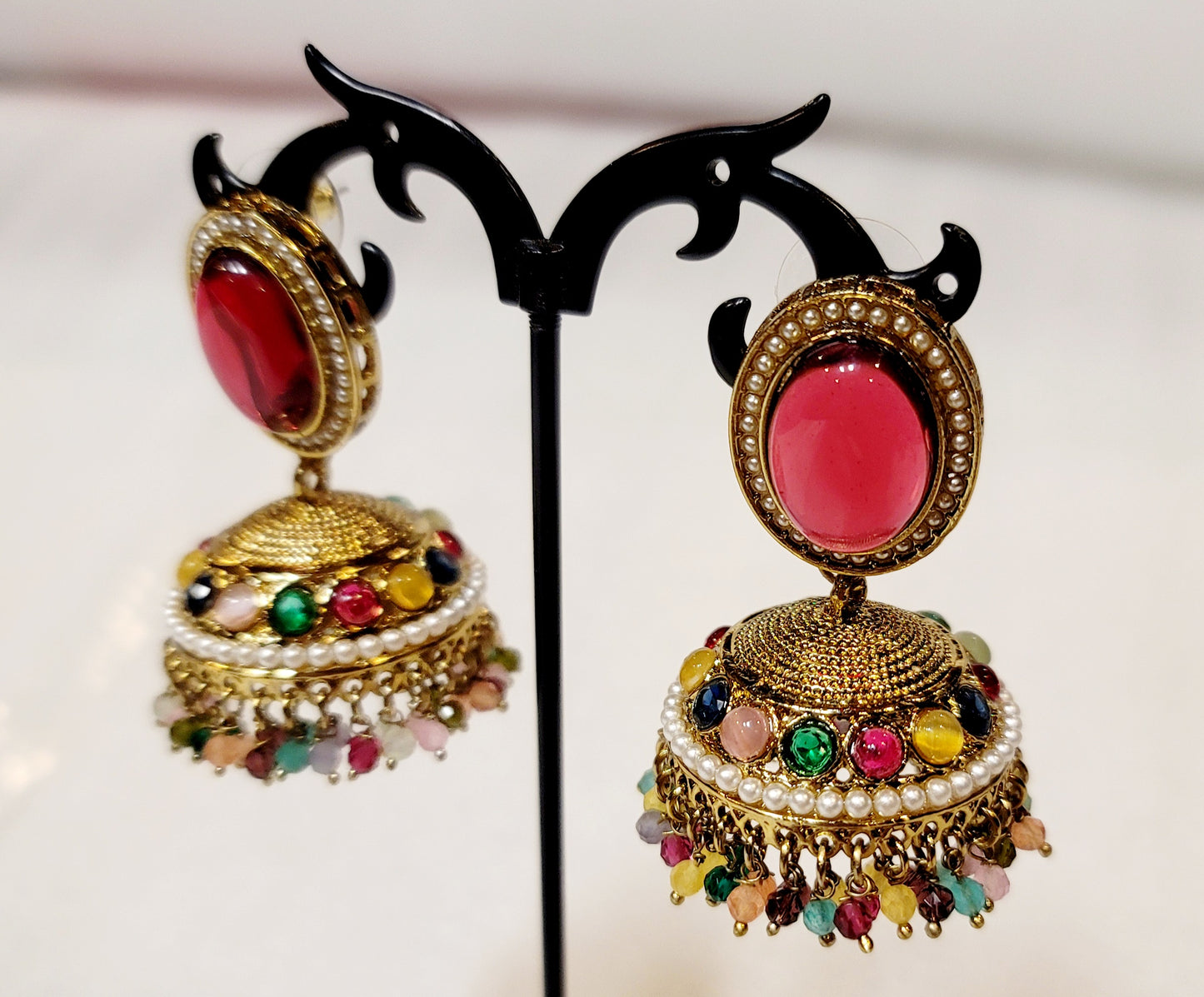 High-quality Polki and Hydro Beads Jhumki Set