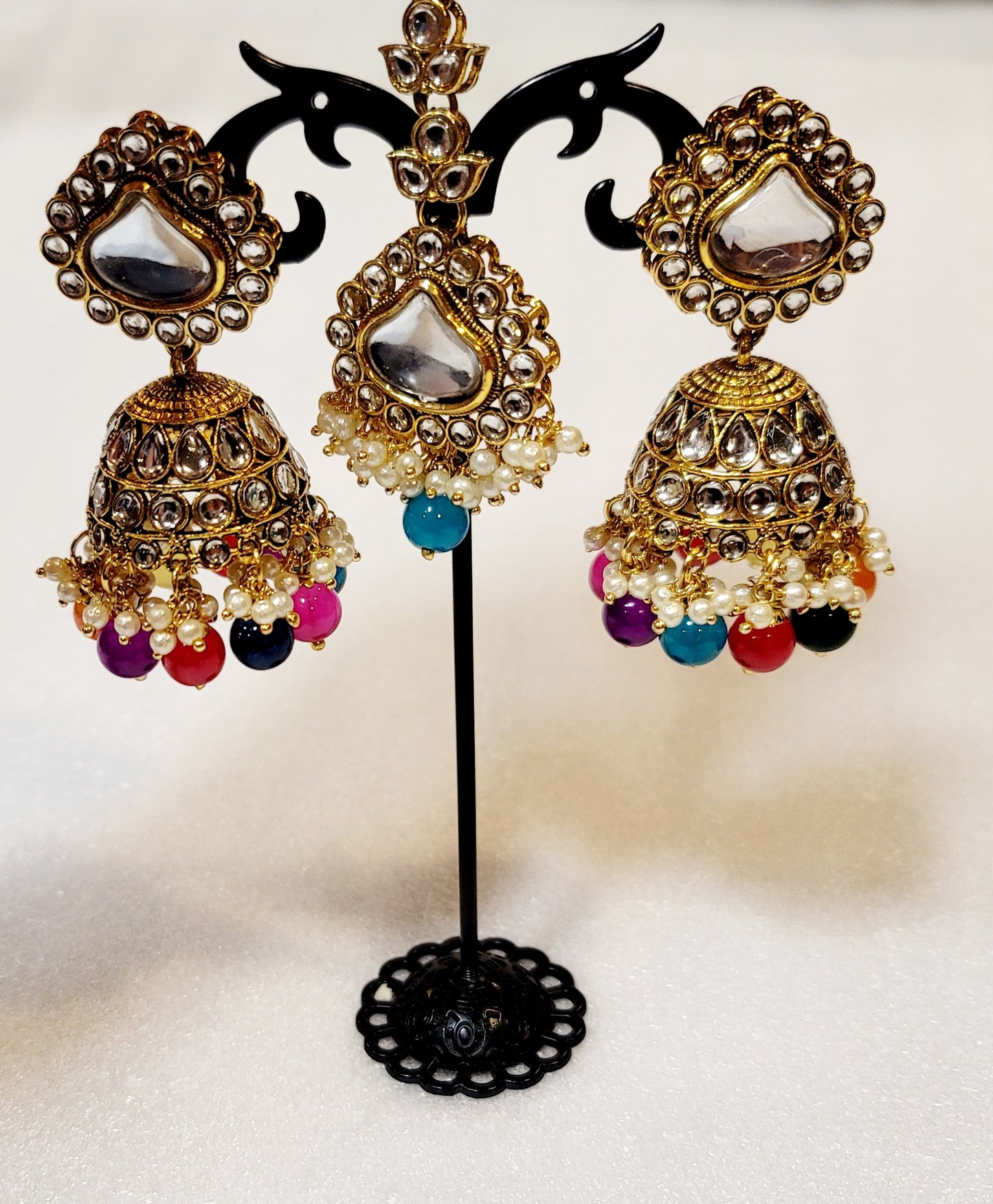 Royal Kundan Jhunki Set With Tikka