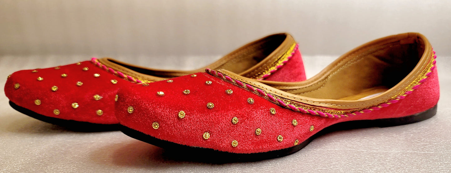 Punjabi Velvet Jutti Simple Look (Hot Pink)