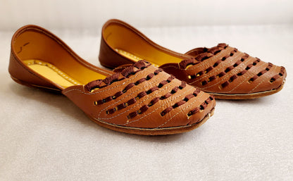 Traditional Punjabi Jutti Leather Light Brown