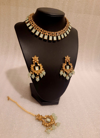 Stylish Hydro Beads Choker Set With Very Lightweight Earrings
