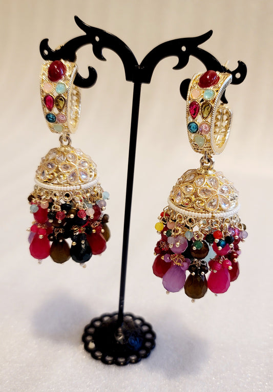 High Quality Polki Jhumki Earrings image 3