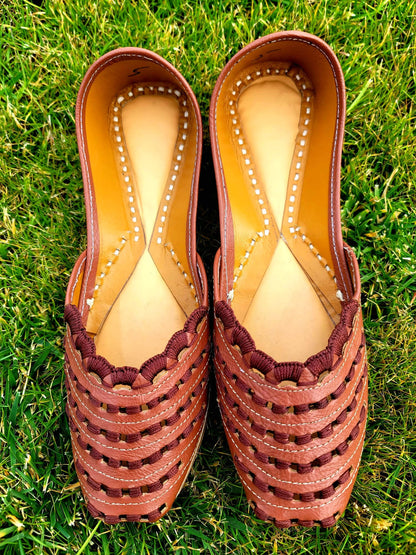 Traditional Punjabi Jutti Leather Light Brown