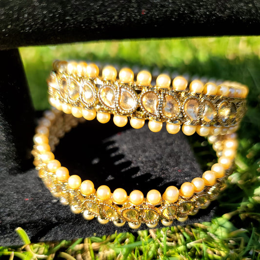 Designer Kangan Set with Stones & Pearls image 3