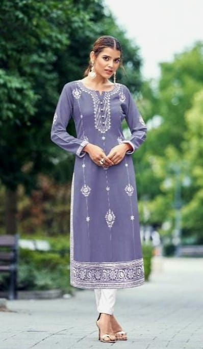 Pure Reyon Viscose with Lakhnawi (Stitched Kurta Pants Set)