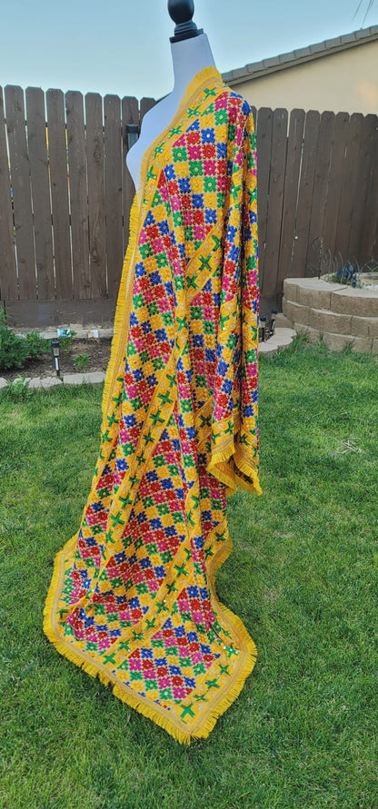 Traditional Heavy Embroidered Fulkari Dupatta