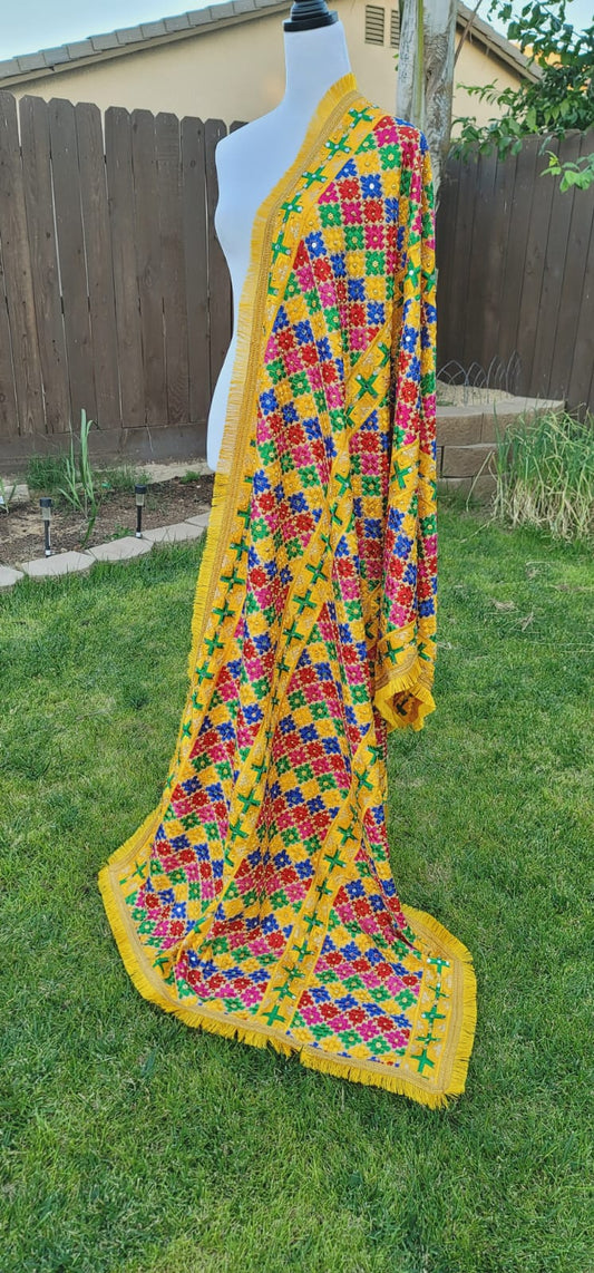 Traditional Heavy Embroidered Fulkari Dupatta image 3
