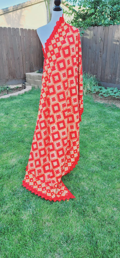 Stylish Fulkari Dupatta with Cut Work