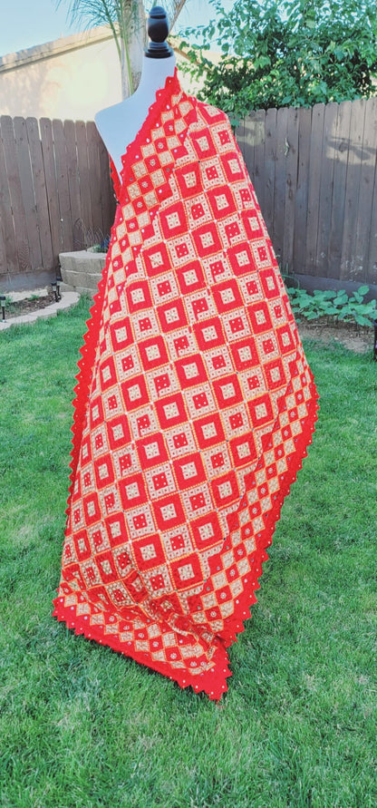 Stylish Fulkari Dupatta with Cut Work