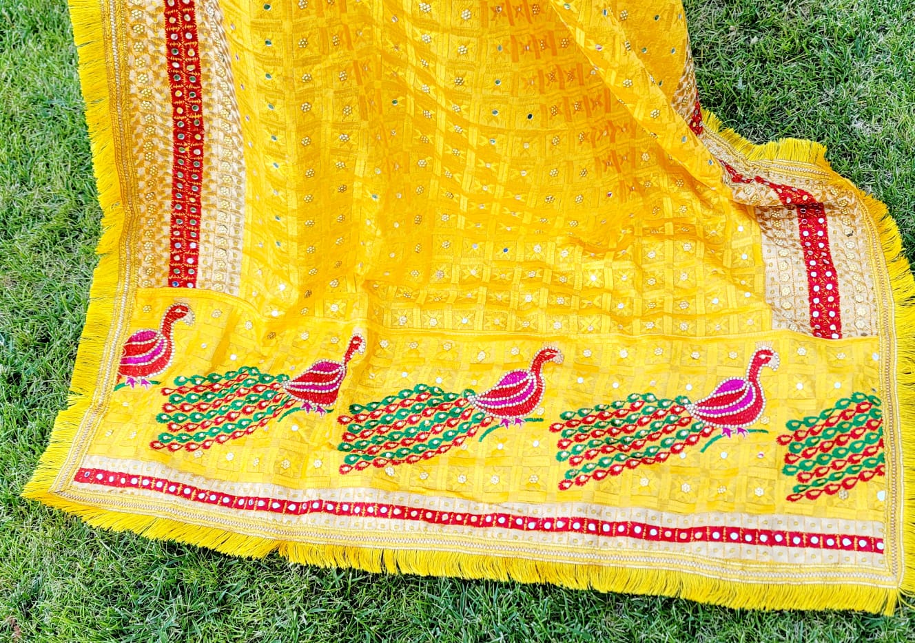 Peacock Embroidered Fulkari Dupatta