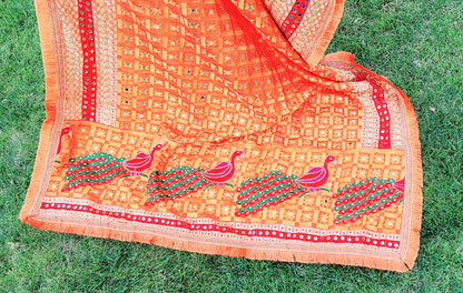 Peacock Embroidered Fulkari Dupatta