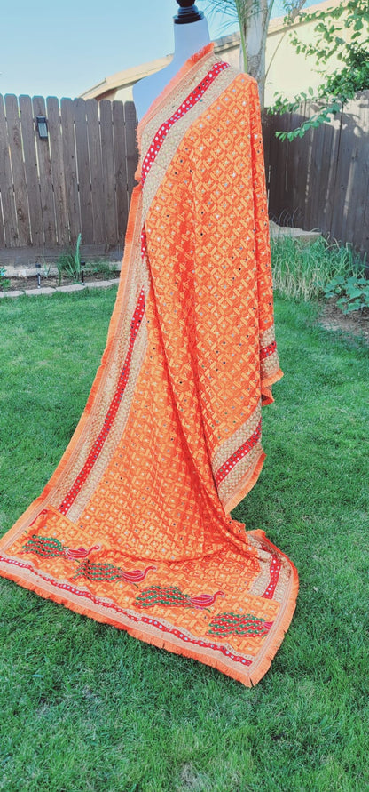 Peacock Embroidered Fulkari Dupatta