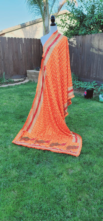 Peacock Embroidered Fulkari Dupatta
