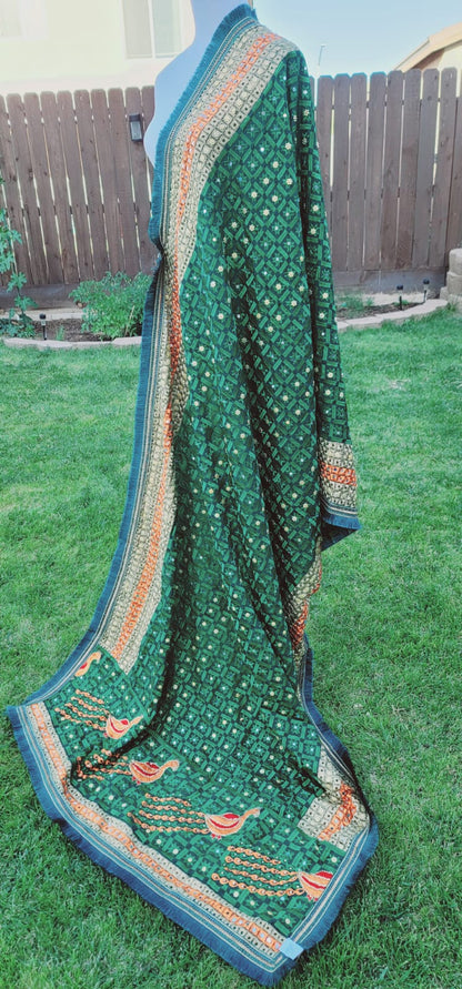 Peacock Embroidered Fulkari Dupatta