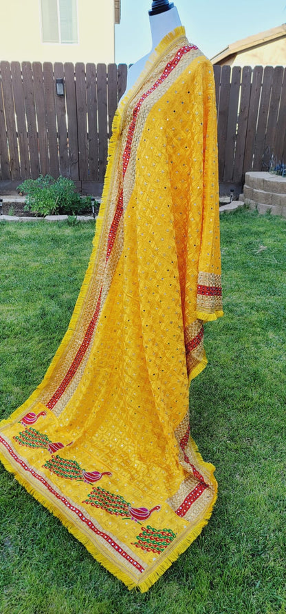 Peacock Embroidered Fulkari Dupatta