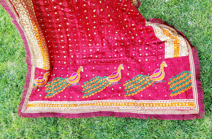 Peacock Embroidered Fulkari Dupatta