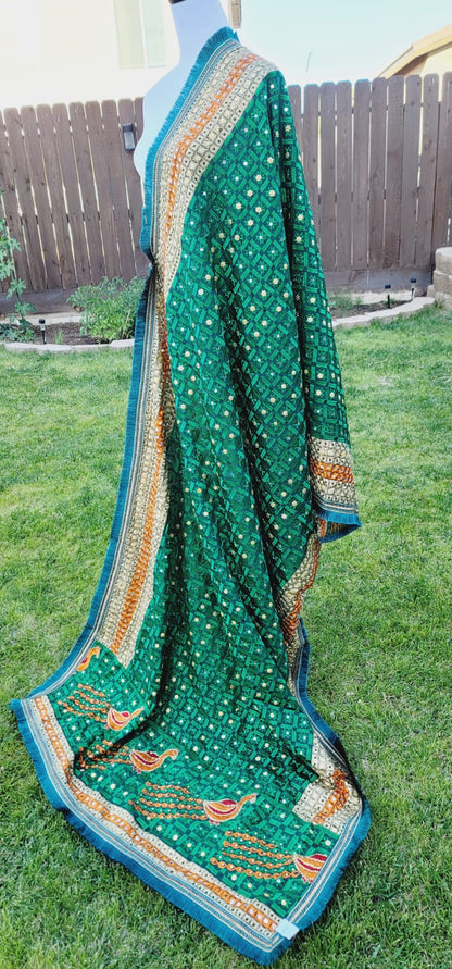 Peacock Embroidered Fulkari Dupatta