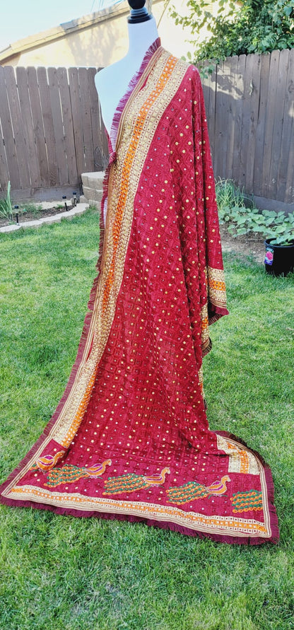 Peacock Embroidered Fulkari Dupatta