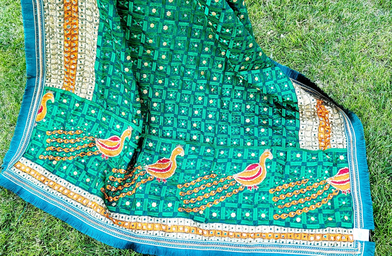 Peacock Embroidered Fulkari Dupatta