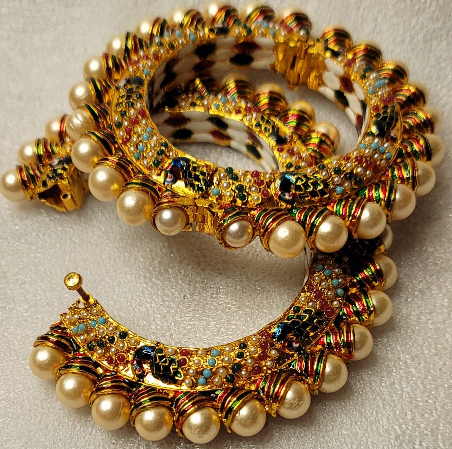 Royal Jadau Jaipuri Kade With Pearls (Multi)