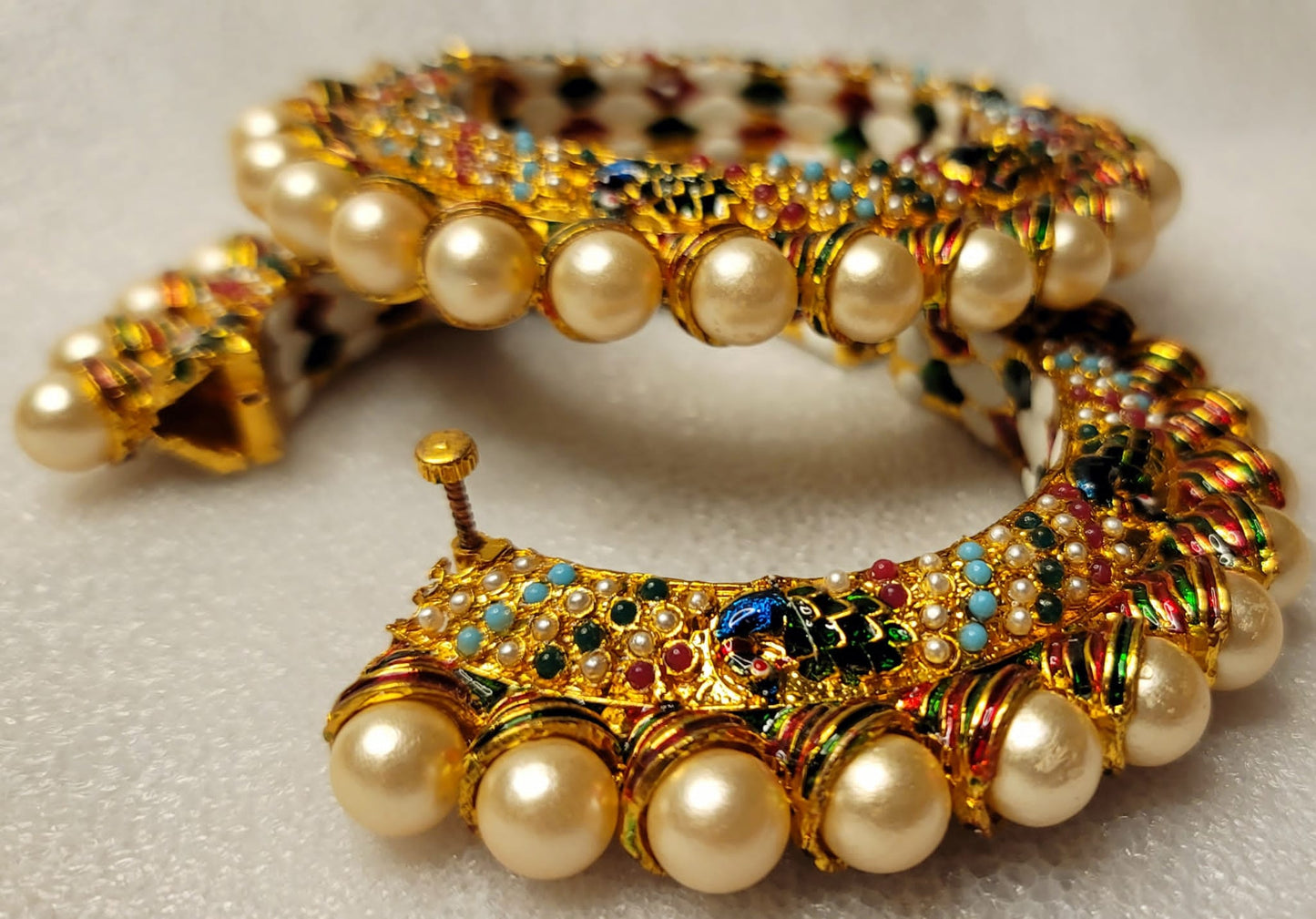 Royal Jadau Jaipuri Kade With Pearls (Multi)