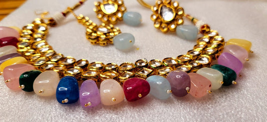 Double Line High Quality Dabbi Kundan Choker Set image 3