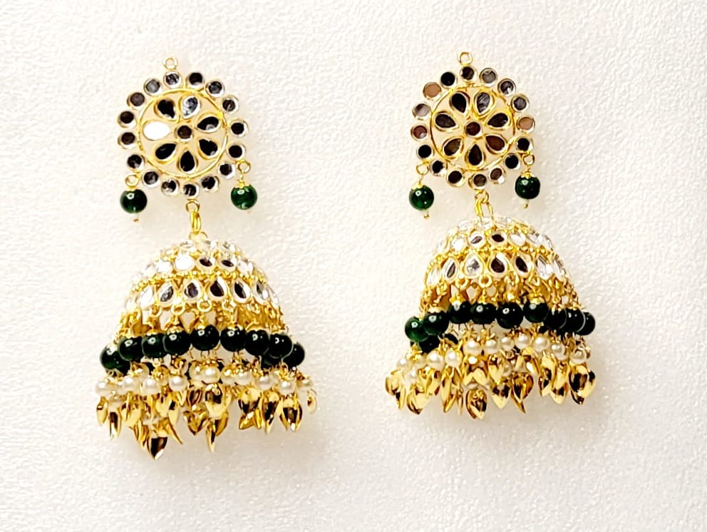 Mirror Jhumki & Oversized Tikka Set