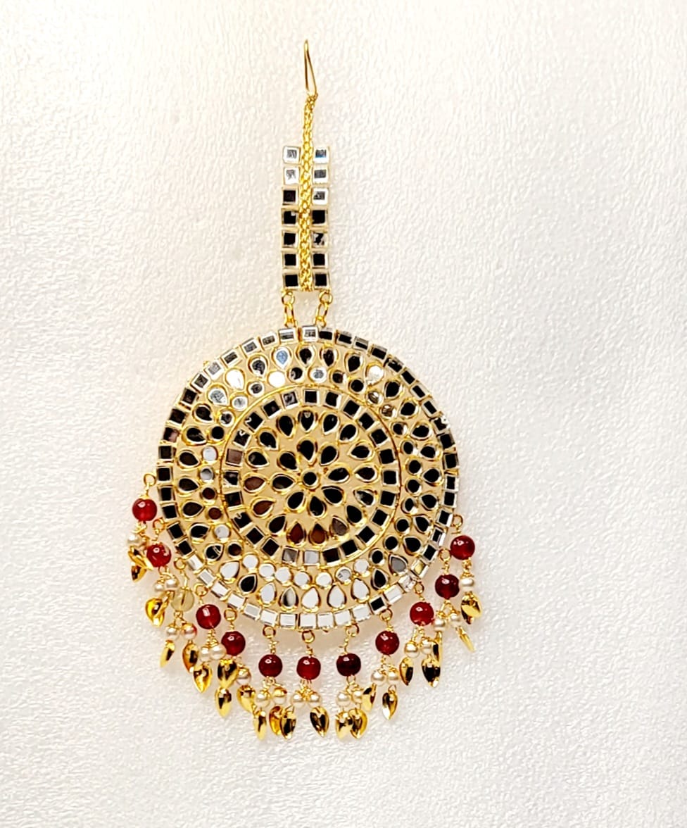 Mirror Jhumki & Oversized Tikka Set