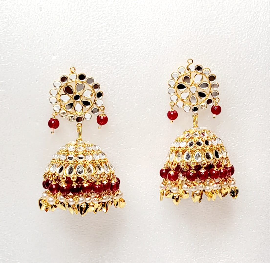 Mirror Jhumki & Oversized Tikka Set