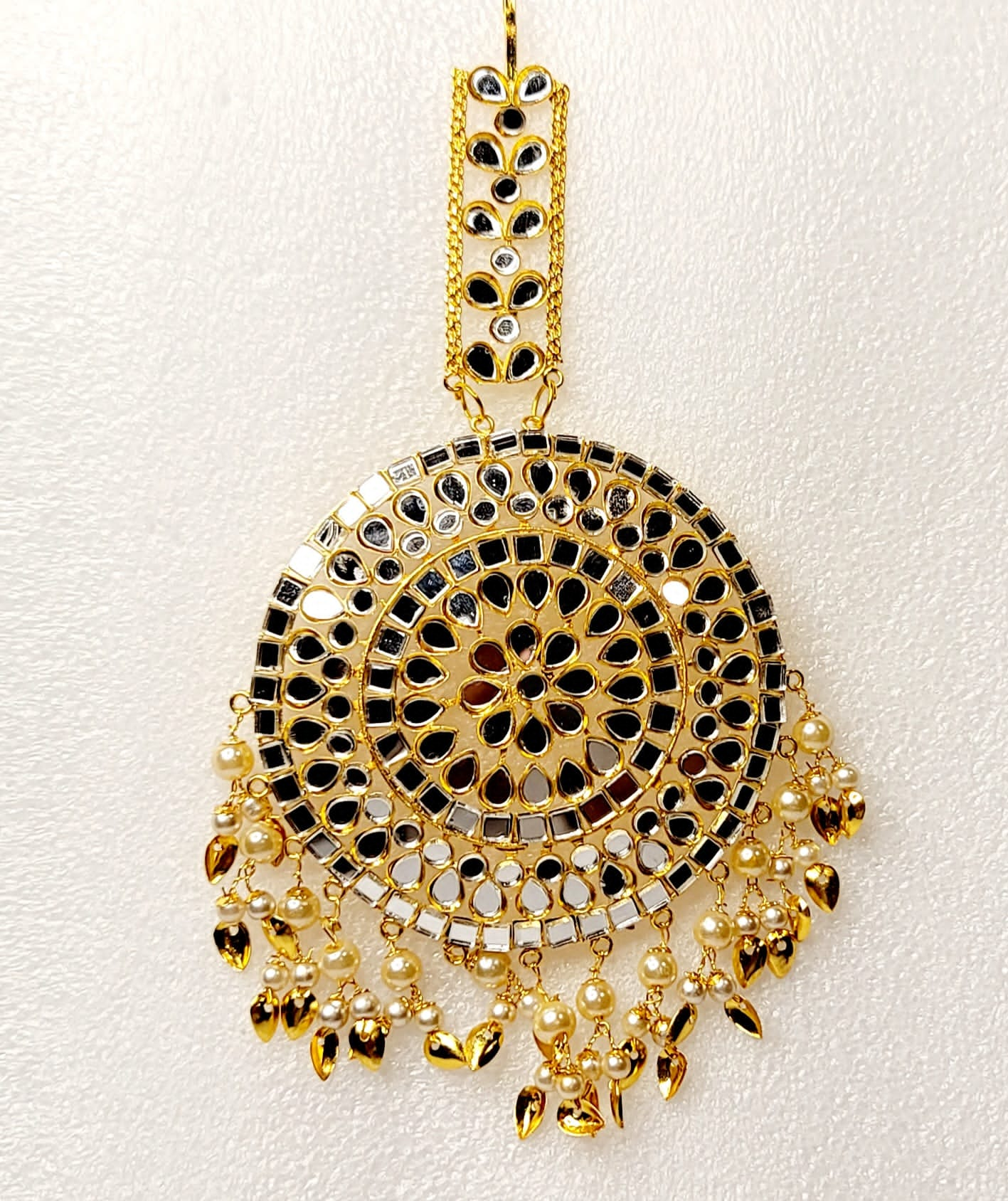 Mirror Jhumki & Oversized Tikka Set