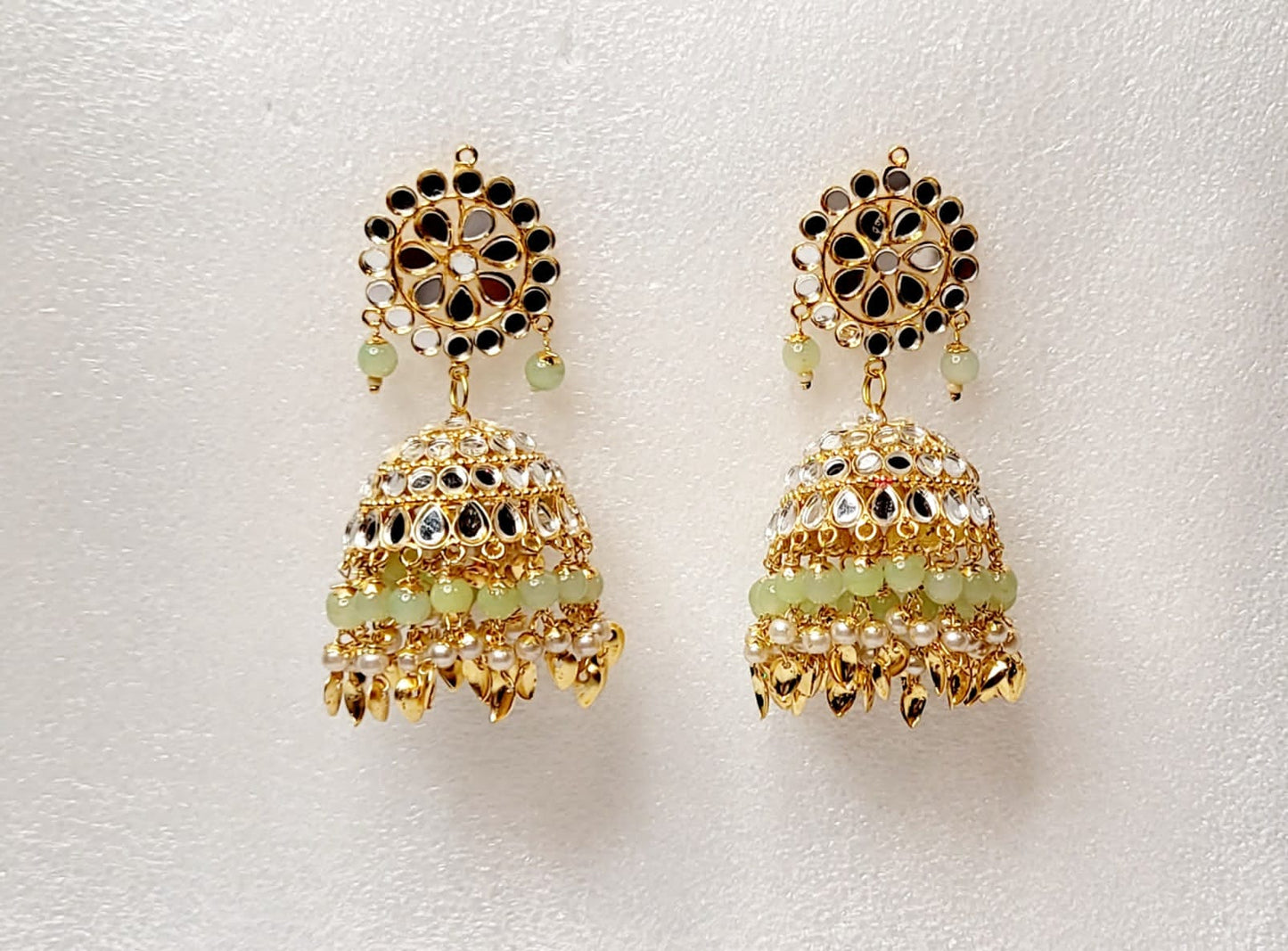 Mirror Jhumki & Oversized Tikka Set