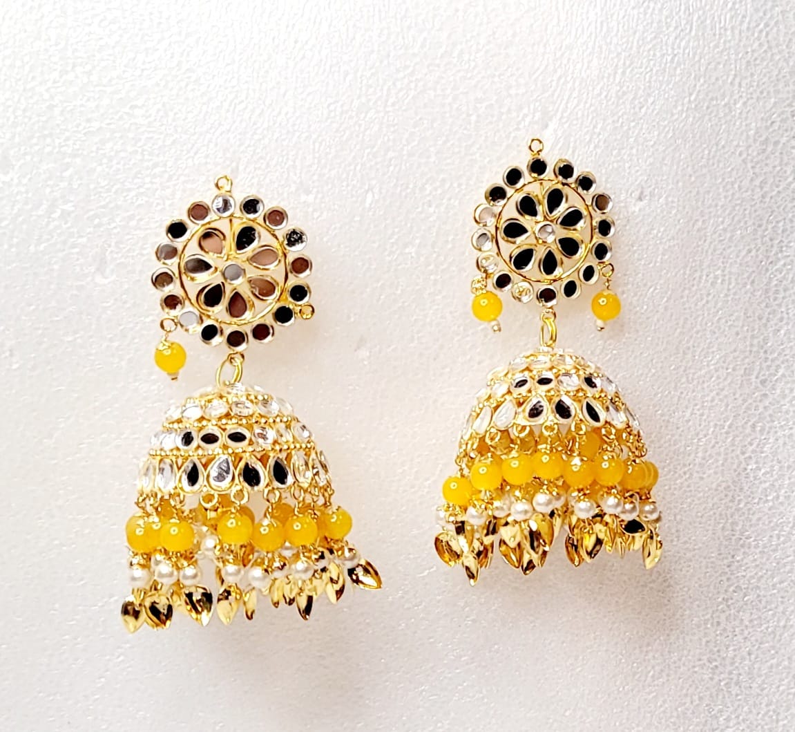 Mirror Jhumki & Oversized Tikka Set